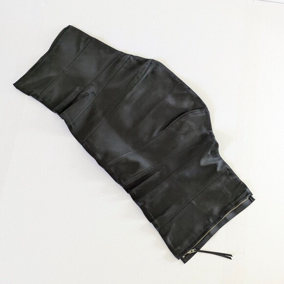 Aritzia Ten Castle Black Satin Bustier Corset Top S Boning Full Zip Strapless - Picture 5 of 13